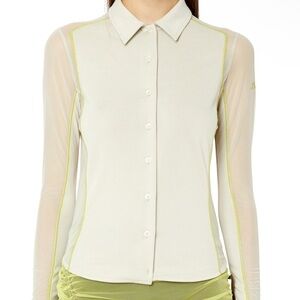 Diesel T-Noxa modal long sleeve button up blouse slim with mesh inserts size L